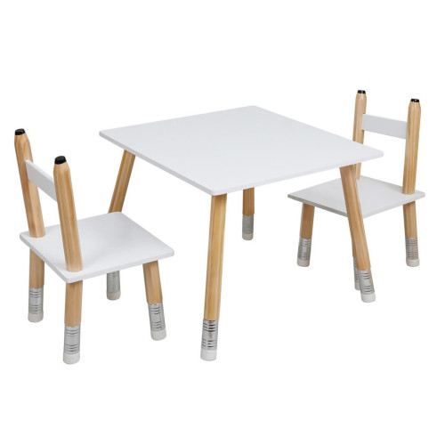 3S. x Home - Table Et 2 Chaises Crayon - Table basse blanche design