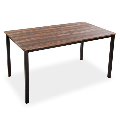 3S. x Home - Table Rectangle Marron 140x80cm Pied Noir - Table Salle A Manger Design