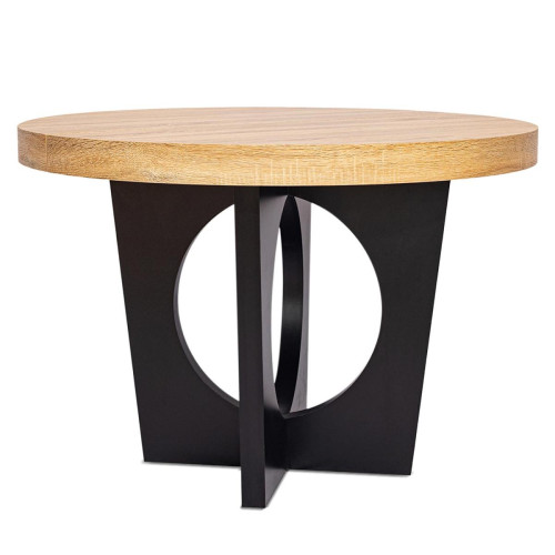 3S. x Home - Table ronde extensible KALIPSO Chêne Clair et Noir - Table Extensible Design