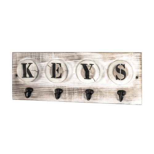 Tableau à clés avec 4 crochetsen Bois massif optique vintage Beige Beige 3S. x Home Meuble & Déco