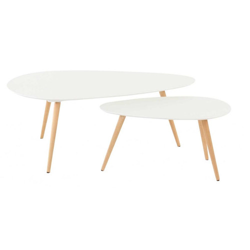 Tables Basses Gigognes Blanches BLOOM Blanc 3S. x Home Meuble & Déco