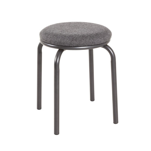 3S. x Home - Tabouret rond empilable assise tissu gris - La Salle A Manger Design