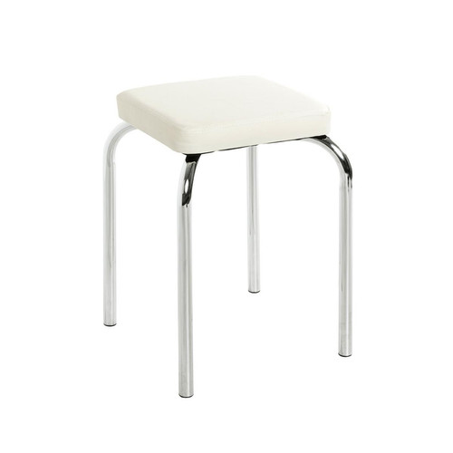 3S. x Home - Tabouret empilable assise tissu blanc - Chaise Et Tabouret Et Banc Design