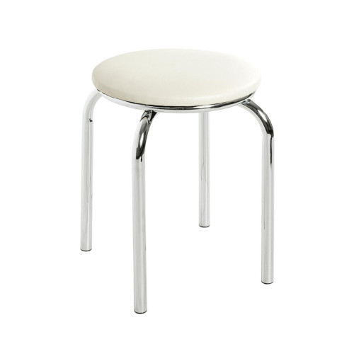 3S. x Home - Tabouret rond empilable assise tissu blanc - La Salle A Manger Design