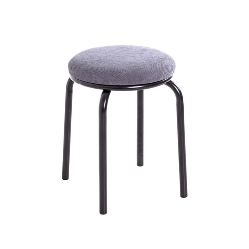 3S. x Home - Tabouret rond empilable avec assise en tissu velours gris - Tabouret Design