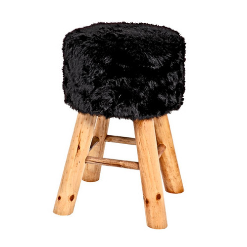3S. x Home - Tabouret rond en bois et assise tissu  - Chaise Et Tabouret Et Banc Design