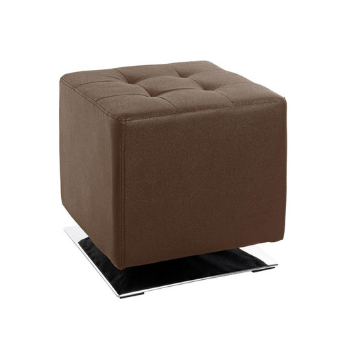 3S. x Home - tabouret tissu aspect cuir marron - Chaise Et Tabouret Et Banc Design
