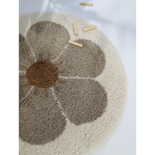 TAPIS BOHEMIAN ROND TAUPE DAISY Tapis rond