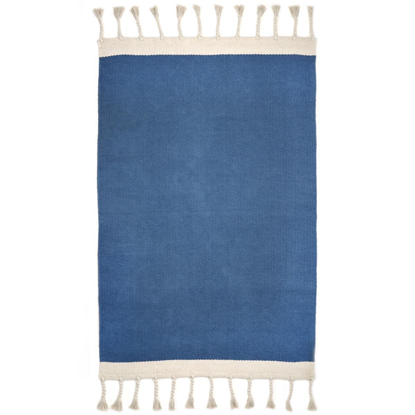 Tapis coton contemporain Bleu en coton  Bleu 3S. x Home Meuble & Déco