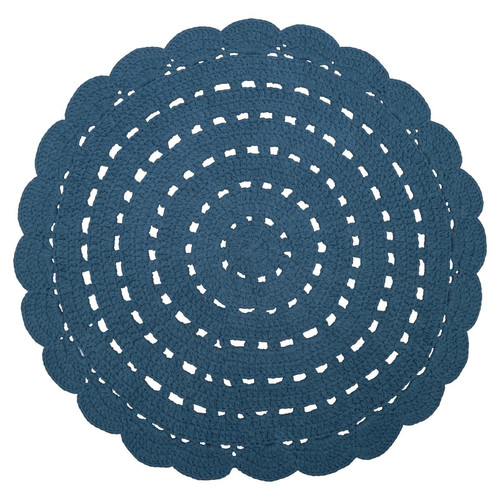 3S. x Home - Tapis enfant crochet ALMA Bleu - Tapis Rond Design