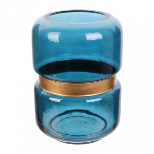 3S. x Home - Vase Bleu avec cerclage Doré BERTHOL - Sélection mode Bohème chic