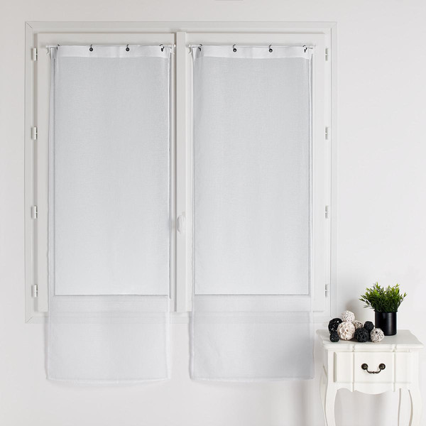 Paire vitrage Etamine Unie 60x160 - blanc Blanc 3S. x Home Linge de maison