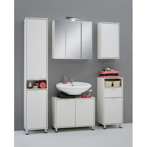 3S. x Home - Commode de salle de bain 1 porte 1 tiroir ZAMORA 2 blanc - Meubles de salle de bain