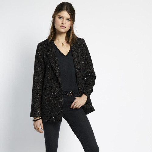 3S. x Le Vestiaire - Manteau col tailleur noir et doré - 3S. x Le Vestiaire mode femme