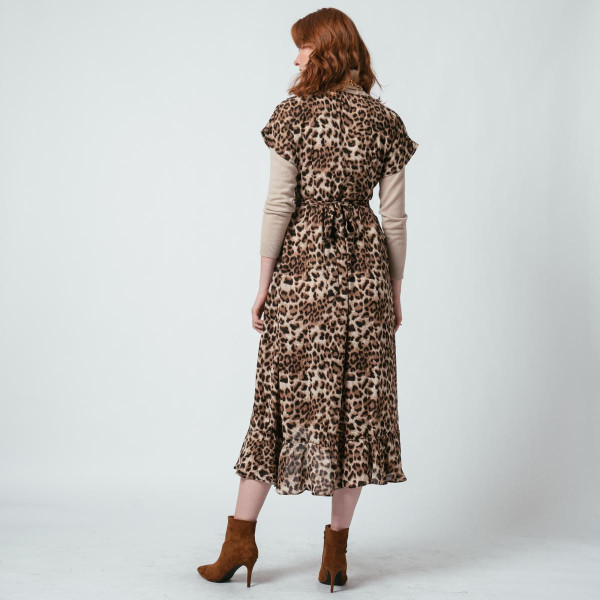 Robe manches courtes  léopard Léopoldine Robe longue