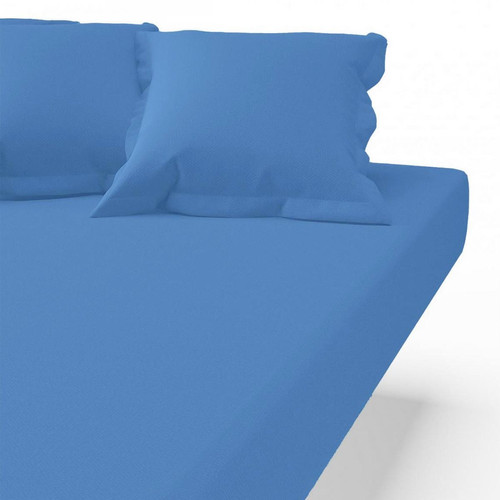 3S. x Tertio (Nos Unis) - Drap-housse coton TERTIO® - Bleu Azur - Linge de lit matiere naturelle