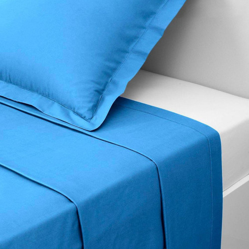 3S. x Tertio (Nos Unis) - Drap plat coton TERTIO® - Bleu Azur - Promos draps plats