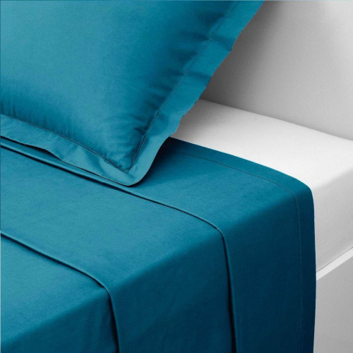 3S. x Tertio (Nos Unis) - Drap plat coton TERTIO® - Bleu Canard - Promos draps plats
