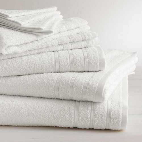 3S. x Tertio (Nos Unis) - Lot de 2 serviettes invité coton 420 gm² TERTIO® - blanc - Serviettes draps de bain unies