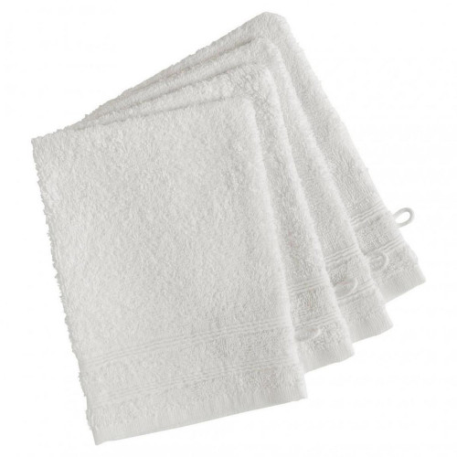 3S. x Tertio (Nos Unis) - Lot de 4 gants de toilette coton 420 gm² TERTIO® - blanc - Promos Linge de toilette