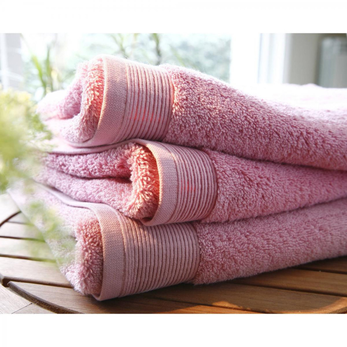 serviette de bain 55/110 micro-coton 600 grm² unie blanc des vosges - bois de rose