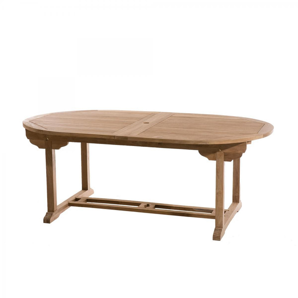Table de jardin 10/12 personnes - ovale double extension 200/300*120 cm en bois Teck Marron MACABANE Meuble & Déco