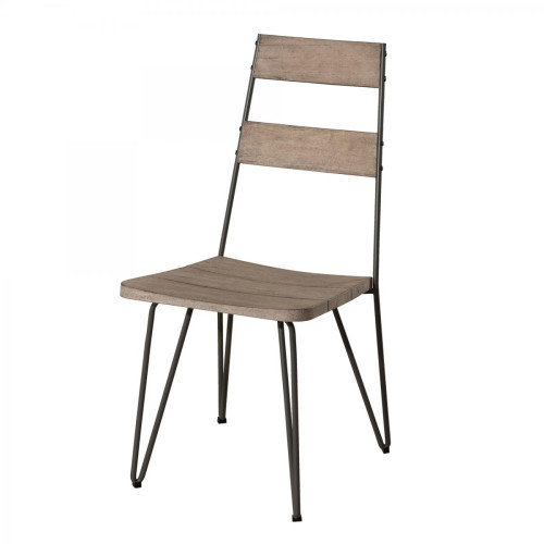 Macabane - Lot de 2 chaises en teck massif et pieds épingle en métal - Chaise de jardin