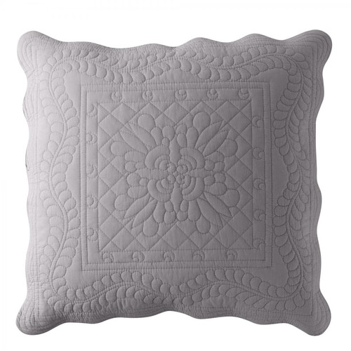3S. x Tertio (Nos Unis) - Housse d'oreiller matelassé coton TERTIO® - gris clair - Linge de lit matiere naturelle