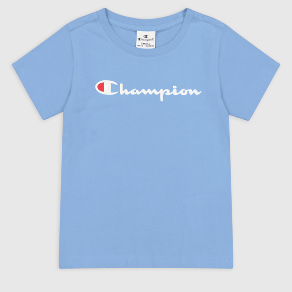 Tee-shirt manches courtes col rond bleu Champion LES ESSENTIELS ENFANTS