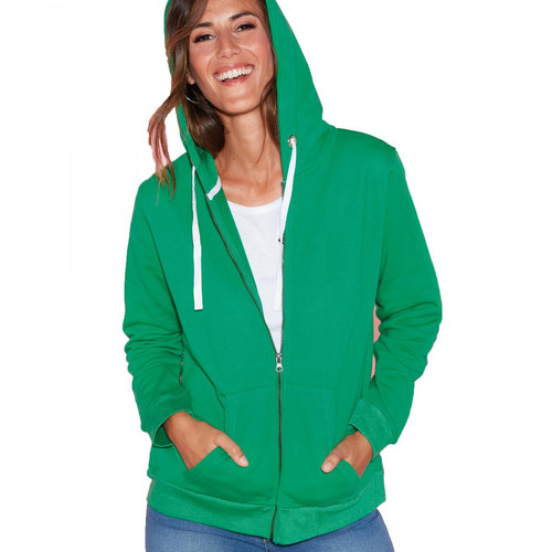 Venca - Sweat zippé à capuche poche kangourou femme Vert - La mode grande taille femme