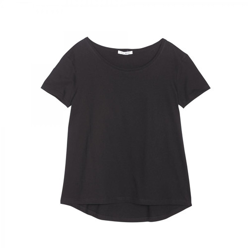 Tee-shirt asymétrique fendu manches courtes femme Noir en coton Venca