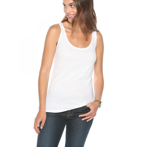 Venca - Tee-shirt larges bretelles encolure arrondie femme Blanc - La mode grande taille femme