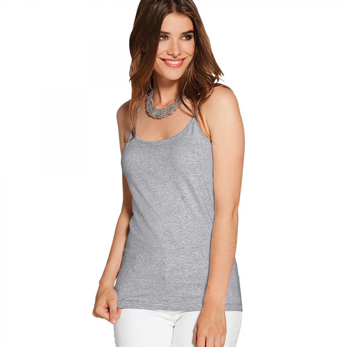 Venca - Tee-shirt uni à bretelles maille élastique femme Gris - T-shirt femme