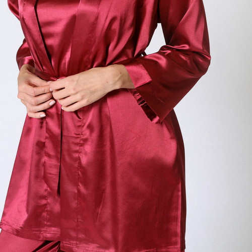 Ensemble pyjama satin et déshabillié Rouge Midnight Lingerie Homewear femme