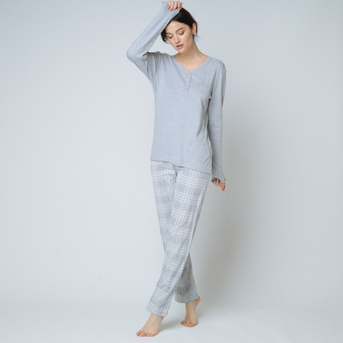Iconic - Pyjama deux pièces, pantalon à carreaux Coton Femme - Pyjamas femme et lingerie de nuit