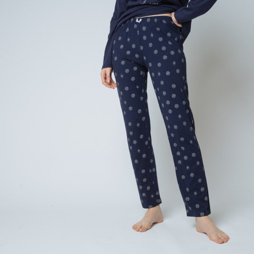 Pyjama deux pièces, pantalon imprimé Coton Femme bleu Iconic