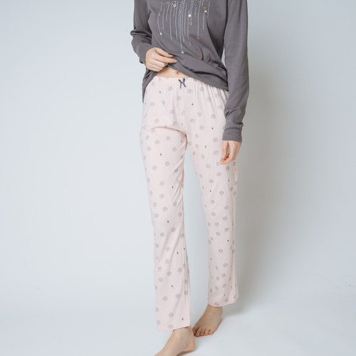 Pyjama deux pièces, pantalon imprimé Coton Femme rose Iconic