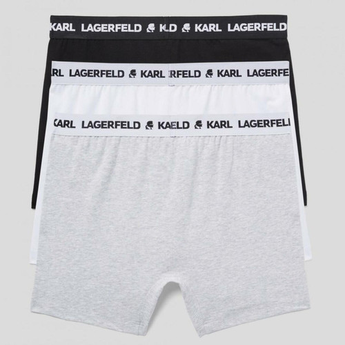 Lot de 3 boxers logotes coton Karl Lagerfeld - Noir/Blanc/Gris Caleçon / Boxer