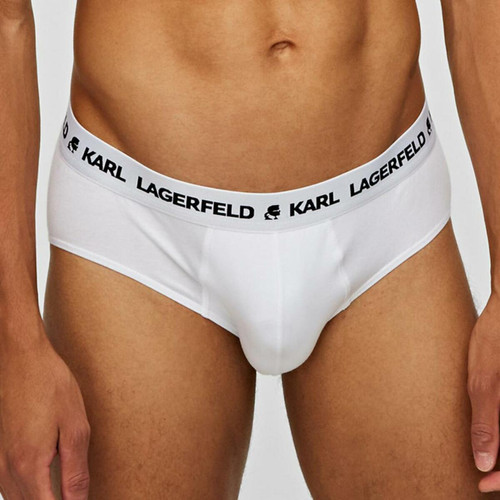 Lot de 3 slips logotes coton Karl Lagerfeld - Blanc Karl Lagerfeld LES ESSENTIELS HOMME