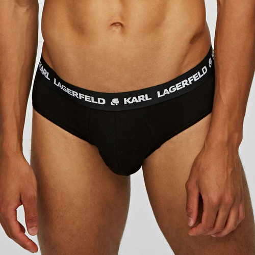 Lot de 3 slips logotes coton Karl Lagerfeld - Noir/Gris/Blanc Karl Lagerfeld LES ESSENTIELS HOMME