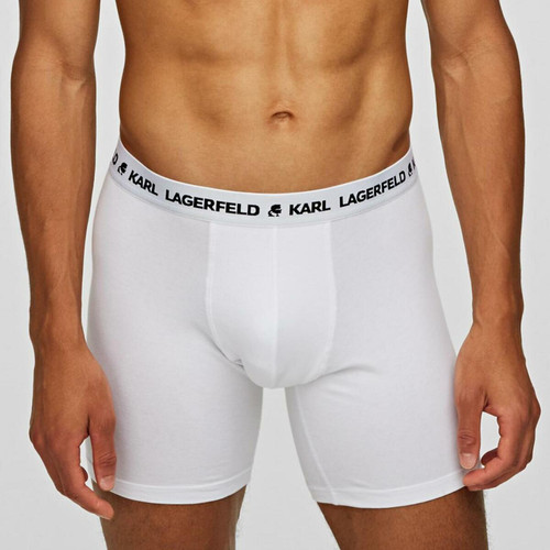 Lot de 3 boxers longs logotes coton Karl Lagerfeld - Blanc