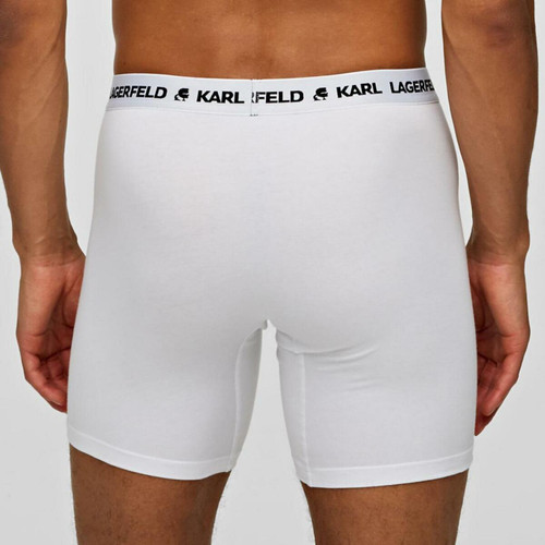 Lot de 3 boxers longs logotes coton Karl Lagerfeld - Blanc Karl Lagerfeld