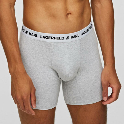 Karl Lagerfeld - Lot de 3 boxers longs logotes coton - Promo Sous-vêtement & pyjama