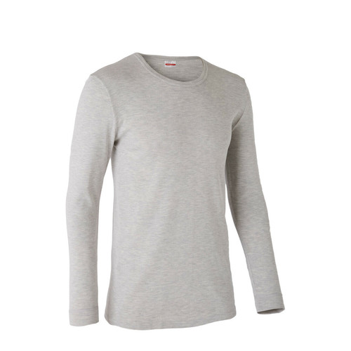 Tee-shirt manches longues col rond en mailles gris chiné T-shirt / Polo homme