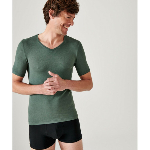 Damart - Tee-shirt Manches Courtes Vert Eucalyptus - Sous Pull