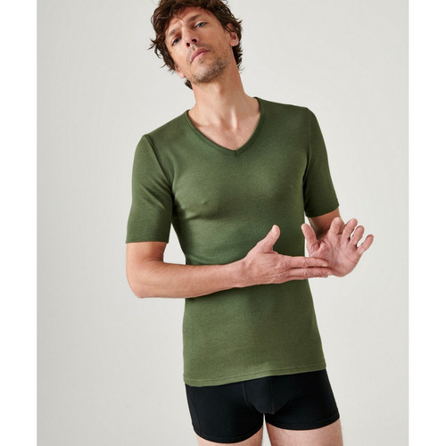 Damart - Tee Shirt Manches Courtes Kaki - Vetements femme vert