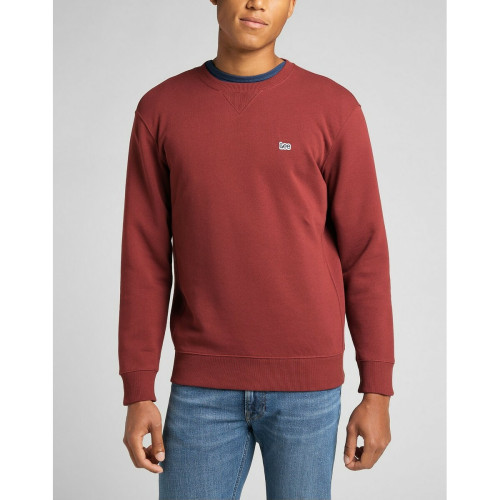 Lee - Sweatshirt Homme rouge brique Plain Crew - Promos vêtements homme