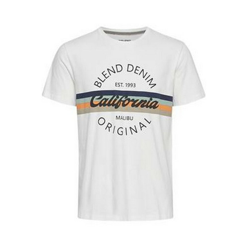 Tee-shirt avec Imprimé Rétro Poitrine -  Blanc en Coton Blend LES ESSENTIELS HOMME