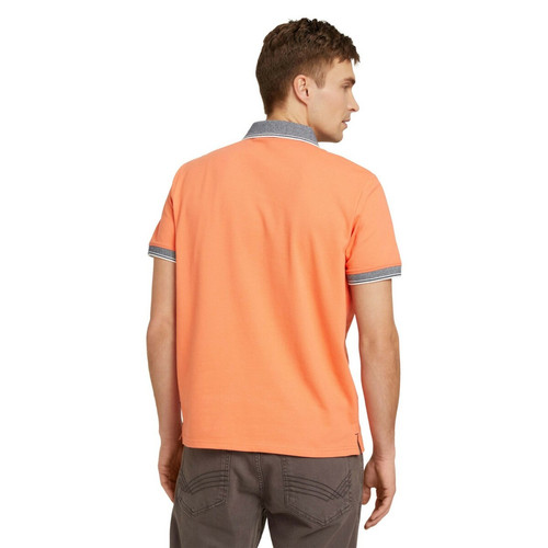 Polo uni homme orange en coton Tom Tailor