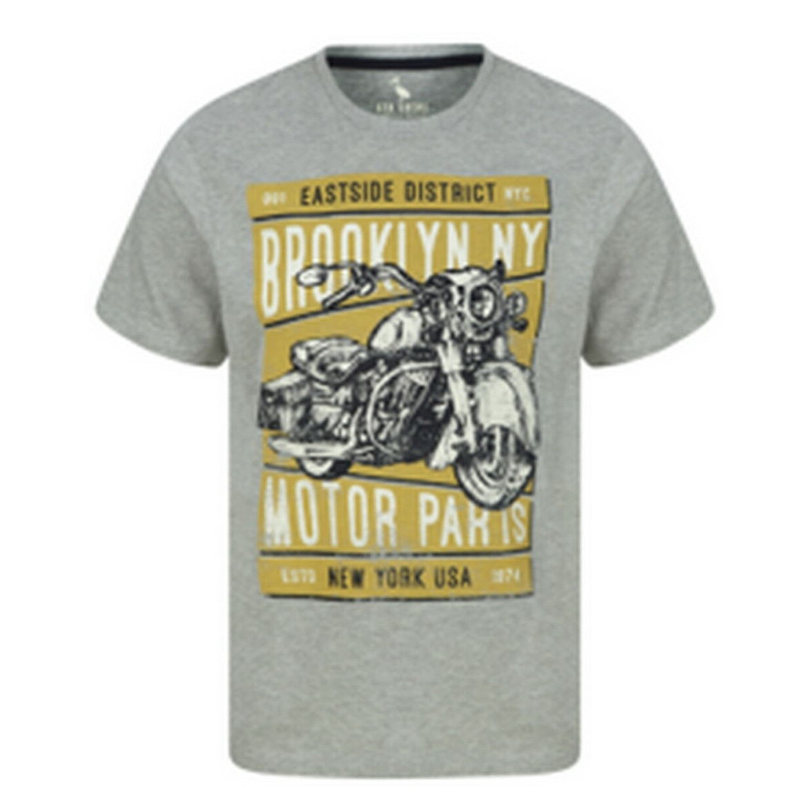tee-shirt à manches courtes en coton imprimé moto - gris